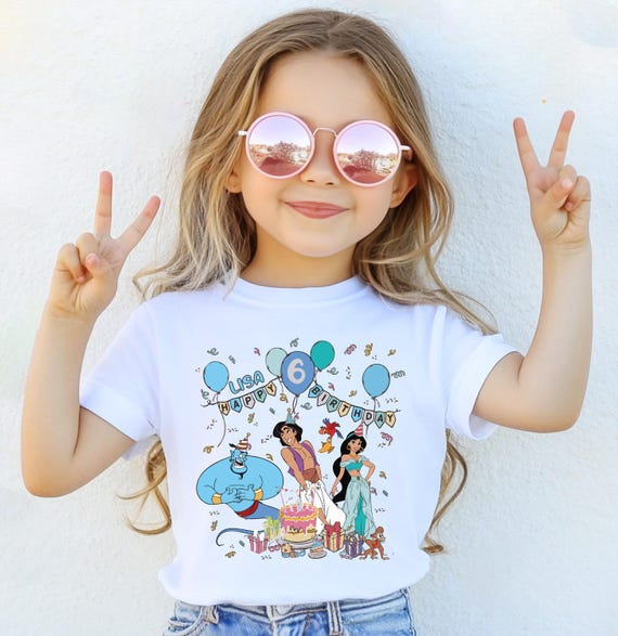 Jasmine and Aladdin Birthday Shirt, Princess Jasmine Birthday Tee