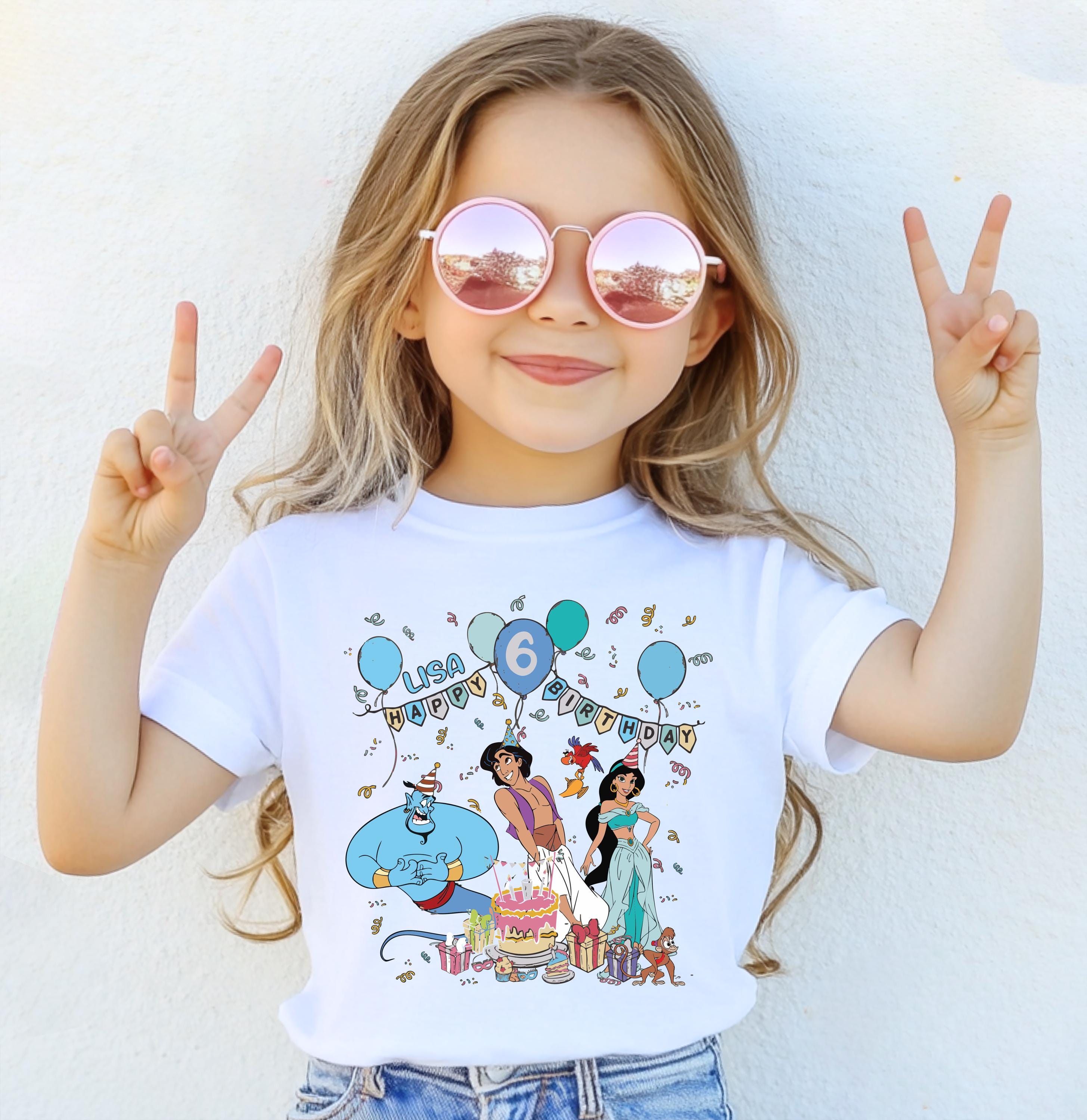 Jasmine and Aladdin Birthday Shirt, Princess Jasmine Birthday Tee