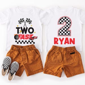 Two Fast Birthday Boy Shirt, 2nd Birthday Party Tee, Race Car Birthday Sweatshirt, Second Birthday Gift, Racing Car Custom Birthday T-shirt