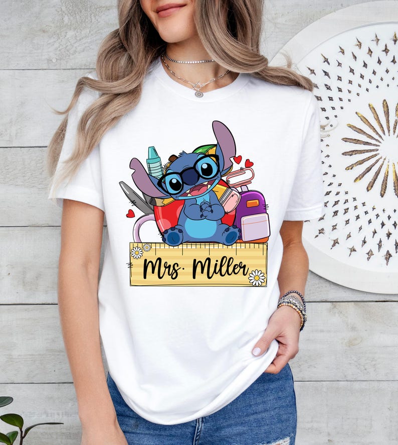 Stitch Teacher T-shirt, Personalized Disney Teacher Tee, Stitch Pre-K Teacher Sweatshirt, Stitch Kindergarten Teaching Gift, WDW Teacher Tee
