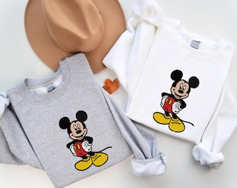 Mickey Mouse Embroidered Sweater, Disney Embroidery Shirt, Mouse Kids Tee, Disneyland Mickey Gift Sweatshirt, Mickey Girls Hoodie