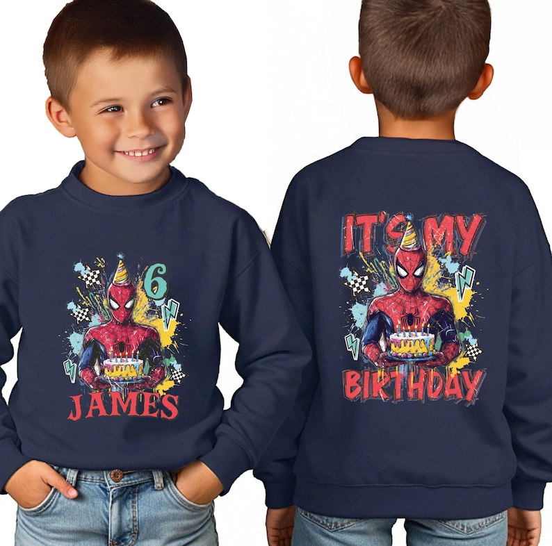 Spiderman Birthday Boy T-shirt, Superhero Birthday Tee, Avnegers Birthday Gift, Spider Man Kids Sweatshirt, Spider Boy Tees