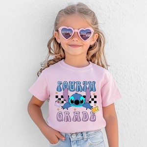 Stitch School Grade T-Shirt, Disney Kindergarten Sweatshirt, Back to School Kids Gift, Stitch First Day of School Tee, Custom Grade Pullover