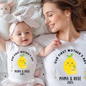 Our First Mother&#39;s Day Shirt, Lemon Infant Mothers Day Gift, Newborn Mother Day Bodysuit, Our 1st Mother Day Gifts