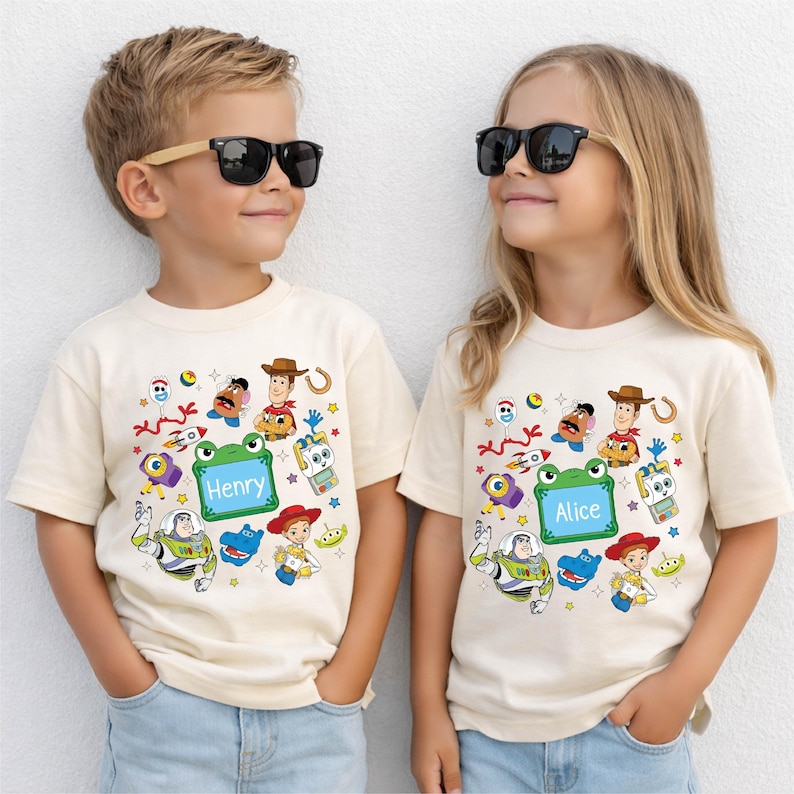 Toy Story Custom Name Shirt, Brother Sister Matching Tee, Woody Buzz Lightyear Family Sweatshirt, Toy Story Siblings Gift
