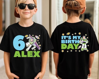 Buzz Lightyear verjaardagsshirt, Toy Story verjaardagsshirt voor jongen, Lightyear verjaardagscadeau familie, aangepaste Disney peutershirts, Pixar verjaardagsreis