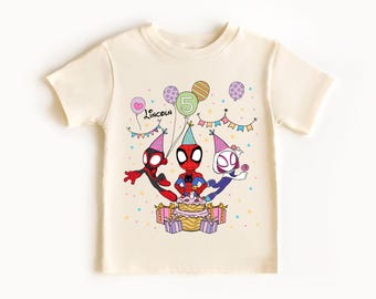 Spidey-verjaardagsshirt, Disney Spiderman-kinderT-shirt, Ghost Spider-feesttrui, aangepast Disneyworld Hero-verjaardagscadeau voor kinderen