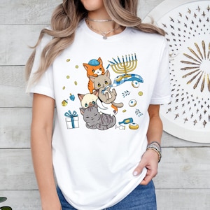 Hanukkah Cat Shirt, Cat Owners Sweatshirt, Happy Hanucat Shirt, Holiday Hanukkah Shirt, Jewish Cat Lover Gift,  Cat Mom Shirt