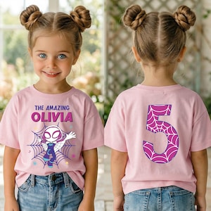 Ghost Spider Birthday Shirt, Spidey and Amazing Friends Party Tee, Disney Gwen Birthday Girl Sweatshirt, Superhero Girls Birthday Gift Tees