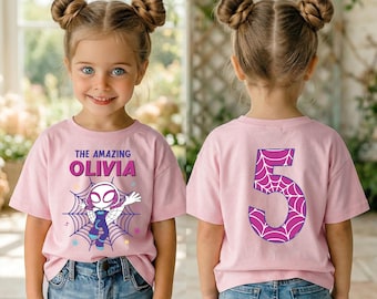 Ghost Spider Birthday Shirt, Spidey and Amazing Friends Party Tee, Disney Gwen Birthday Girl Sweatshirt, Superhero Girls Birthday Gift Tees