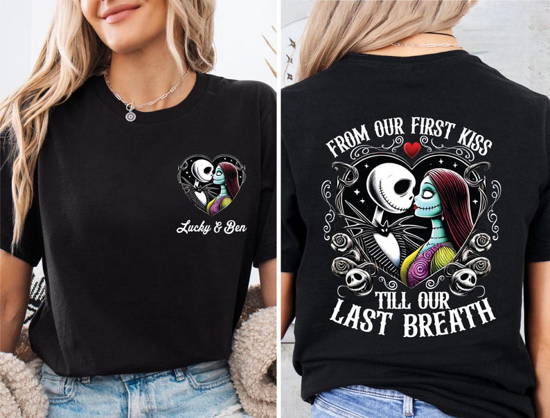 Jack and Sally Valentine Couple Shirt, Nightmare Before Valentines Day Tee, Custom Jack Sally Matching Sweatshirt, Disneyland Honeymoon Tee