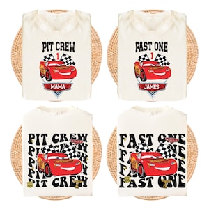 Cars Birthday T-shirt, Pit Crew Family Birthday Tee, Lightning McQueen Fast One Gift, Racing Cars Birthday Party Sweatshirt