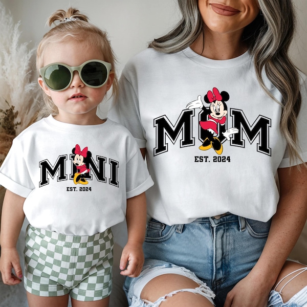 Disney Minnie Mom Daughter Tee, Mickey Dad Sweatshirt, Mouse Mama Mini Matching Tees, New Mother Hoodie, WDW Dada Shirt, Mother's Day Tees
