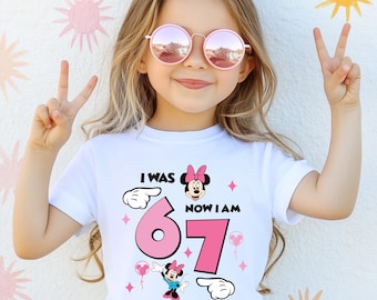 Minnie 7th Birthday Shirt, 6 7 Meme Disney Birthday Tee, Mouse Girls Party Sweatshirt, I Was 6 Now I’m 7 Birthday Gift