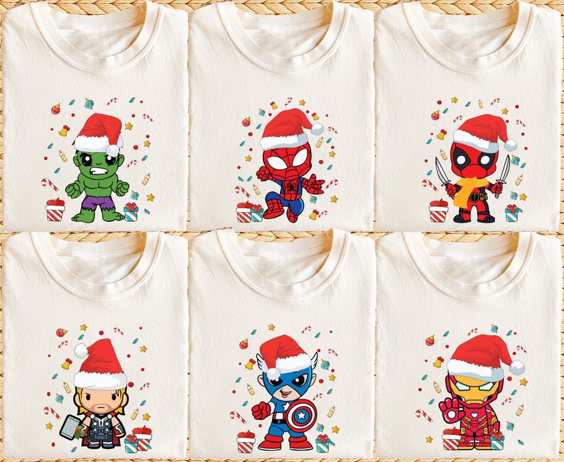 Marvel Christmas Shirt, Avengers Superhero XMAS Tee, Disney Christmas Kids Sweatshirt, Spiderman Christmas Boys Gift Tees