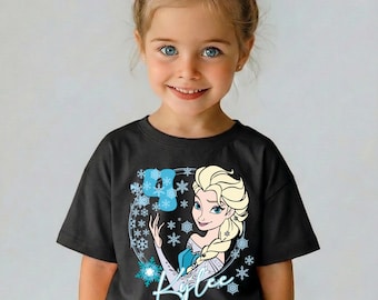 Koszulka urodzinowa księżniczki Elzy, koszulka urodzinowa dla dziewczynki z Krainy Lodu, spersonalizowana bluza urodzinowa, prezent urodzinowy dla księżniczki