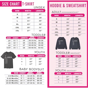 the size chart for a hoodie and sweat shirt