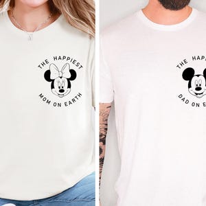 Disney Happiest Mom On Earth Tee, Mickey Dad on Earth T-shirt, Minnie Mama Gift Tees, Disneyland Fathers Day Sweatshirt, Family Matching