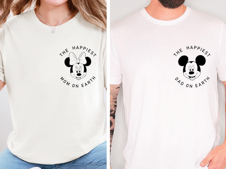 Disney Happiest Mom On Earth Tee, Mickey Dad on Earth T-shirt, Minnie Mama Gift Tees, Disneyland Fathers Day Sweatshirt, Family Matching