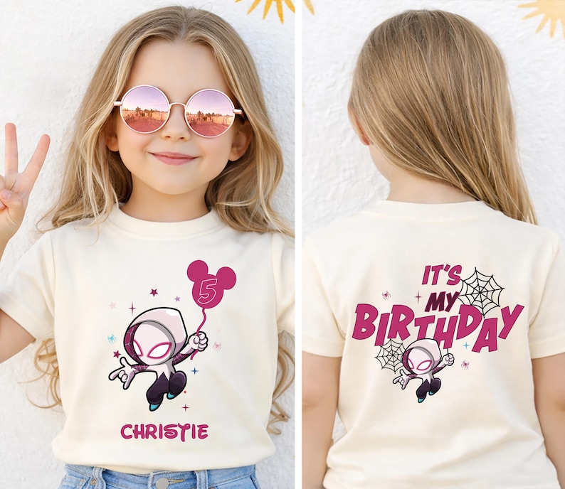 Ghost Spider Birthday Shirt, Gwen Birthday Girl Tee, Spidey and Amazing Friends Party, Custom Birthday Sweatshirt, Superhero Birthday Gift