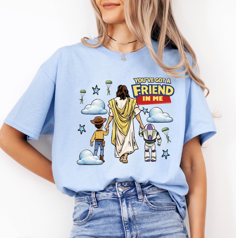 Toy Story Jesus Shirt, You've Got A Friend In Me Tee, Christian Kids Gift, Faith Woody Buzz Lightyear T-shirts