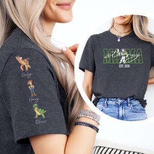 Toy Story Mama Sweatshirt, Mom Story Shirt, Disney Nana Gift Tee, Kids Name on Sleeve Crewneck, Custom Buzz Lightyear Grandma Sweater