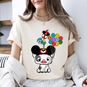 Moana Hei Hei and Pua T-shirt, Disney Mickey Head Tee, Princess Moana Sweatshirt, Walt Disney Chicken Tees, Mickey Balloon Gift Shirt