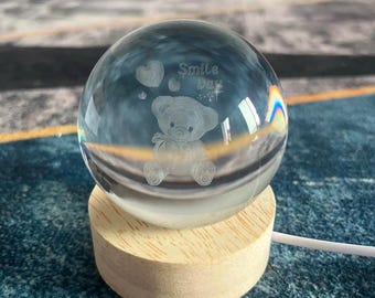 Luz nocturna de bola de cristal 3D, regalo para ella