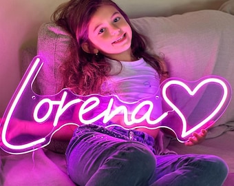 Letrero de neón personalizado con nombre, decoración de dormitorio personalizada