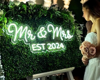 Letrero de neón LED para boda personalizado, decoración con apellido personalizado