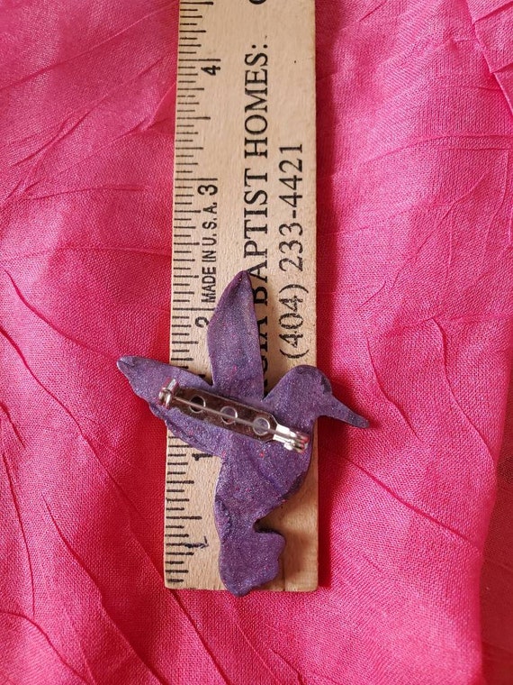 Polymer, clay, hummingbird, pin, brooch, purple, … - image 5