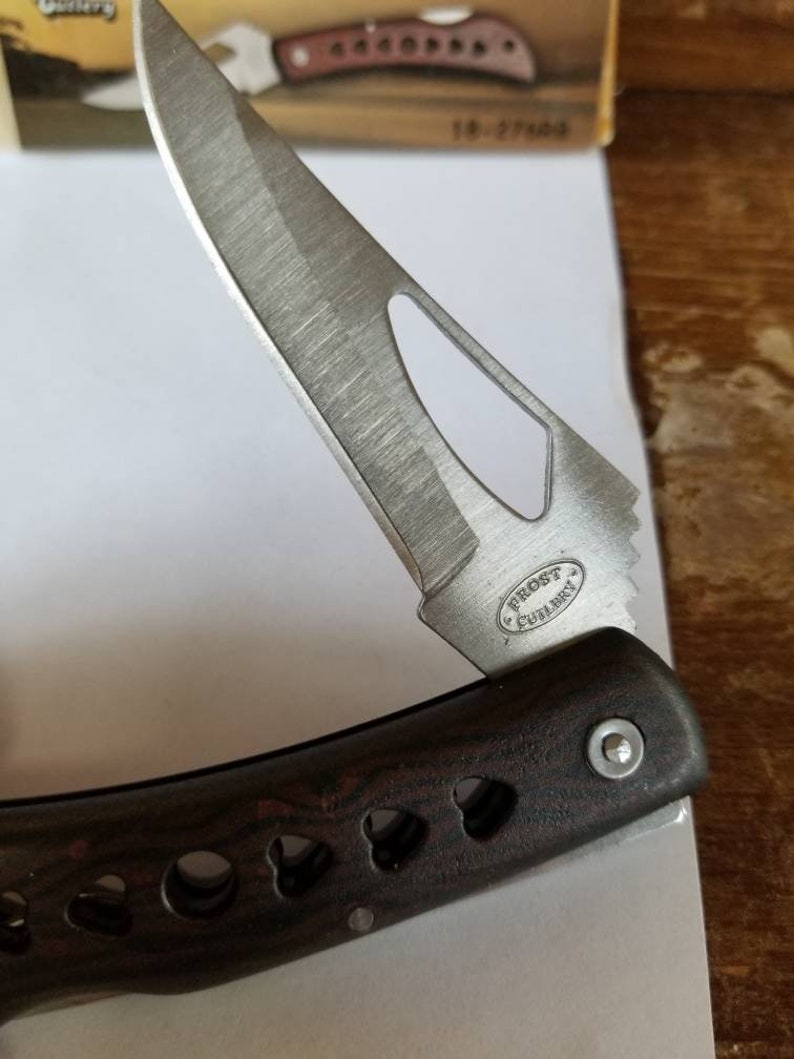 NIB Frost Cutlery Pocket Knife Wood Handle Stainless Steel Etsy