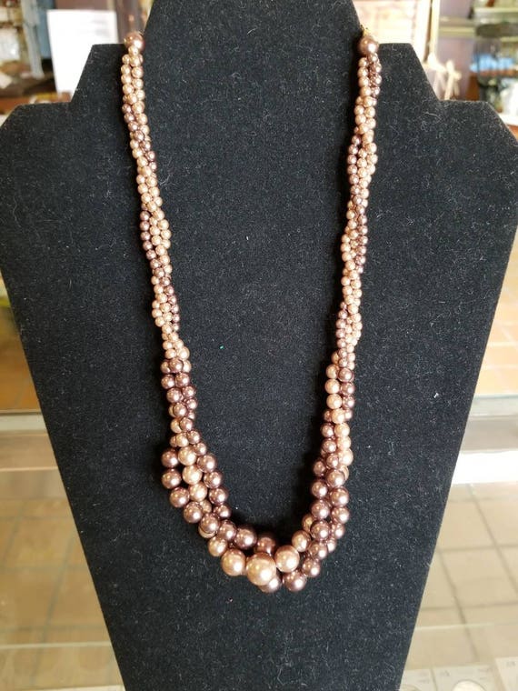 Vintage triple strand brown necklace
