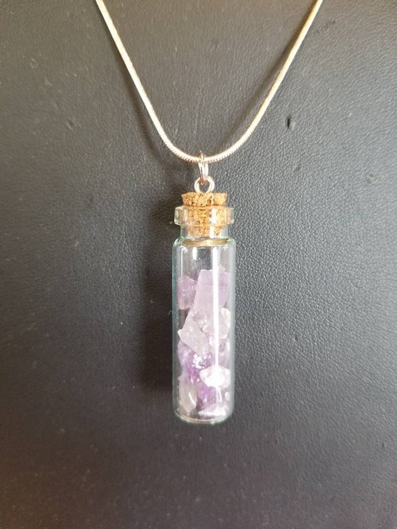 Handmade New Amethyst in Vile Jar Sterling Chain Necklace | Etsy