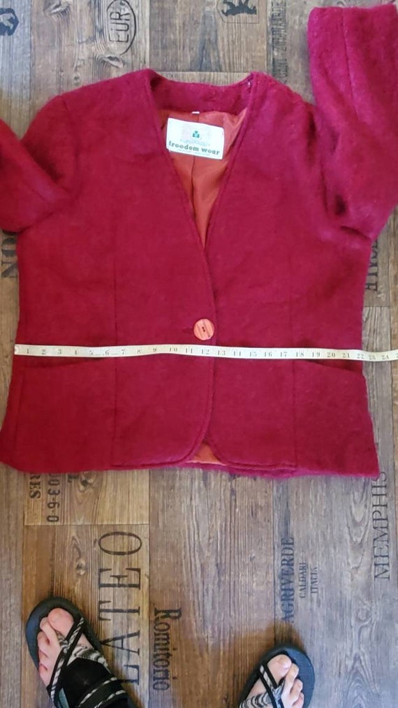 Vintage, Freedom Wear, red, maroon, wool, coat, b… - image 5