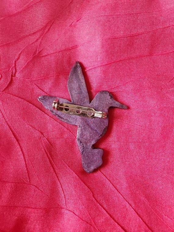 Polymer, clay, hummingbird, pin, brooch, purple, … - image 4