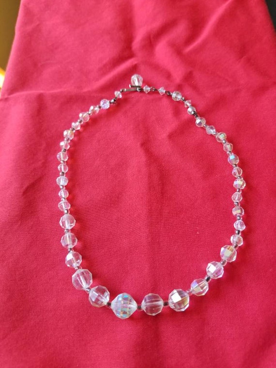 Clear bead, crystal necklace, ladies, gift, 70s - image 3