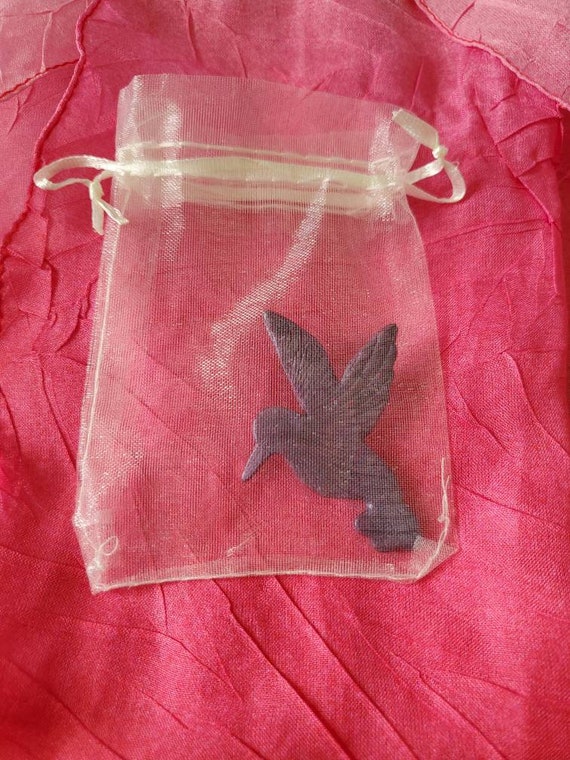 Polymer, clay, hummingbird, pin, brooch, purple, … - image 7