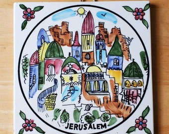 Jerusalem, wall decor, trivet, Marazzi, ceramic, tile