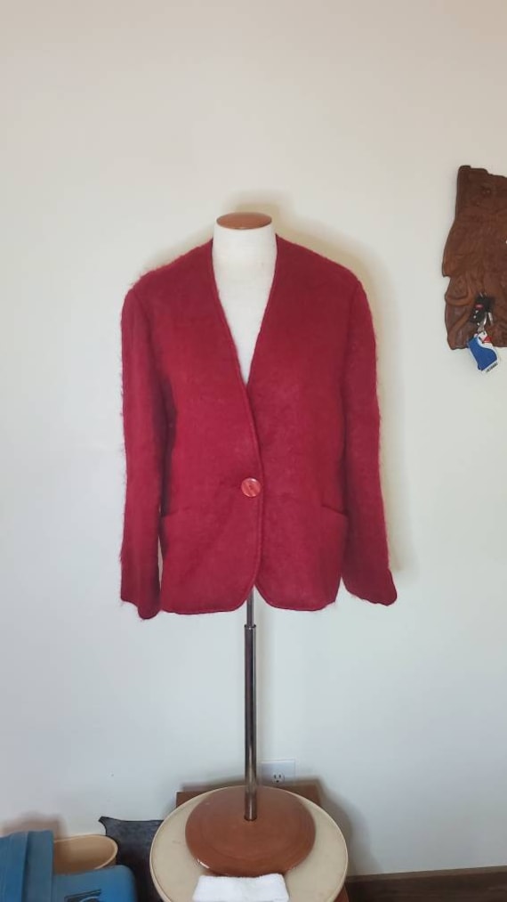 Vintage, Freedom Wear, red, maroon, wool, coat, b… - image 1