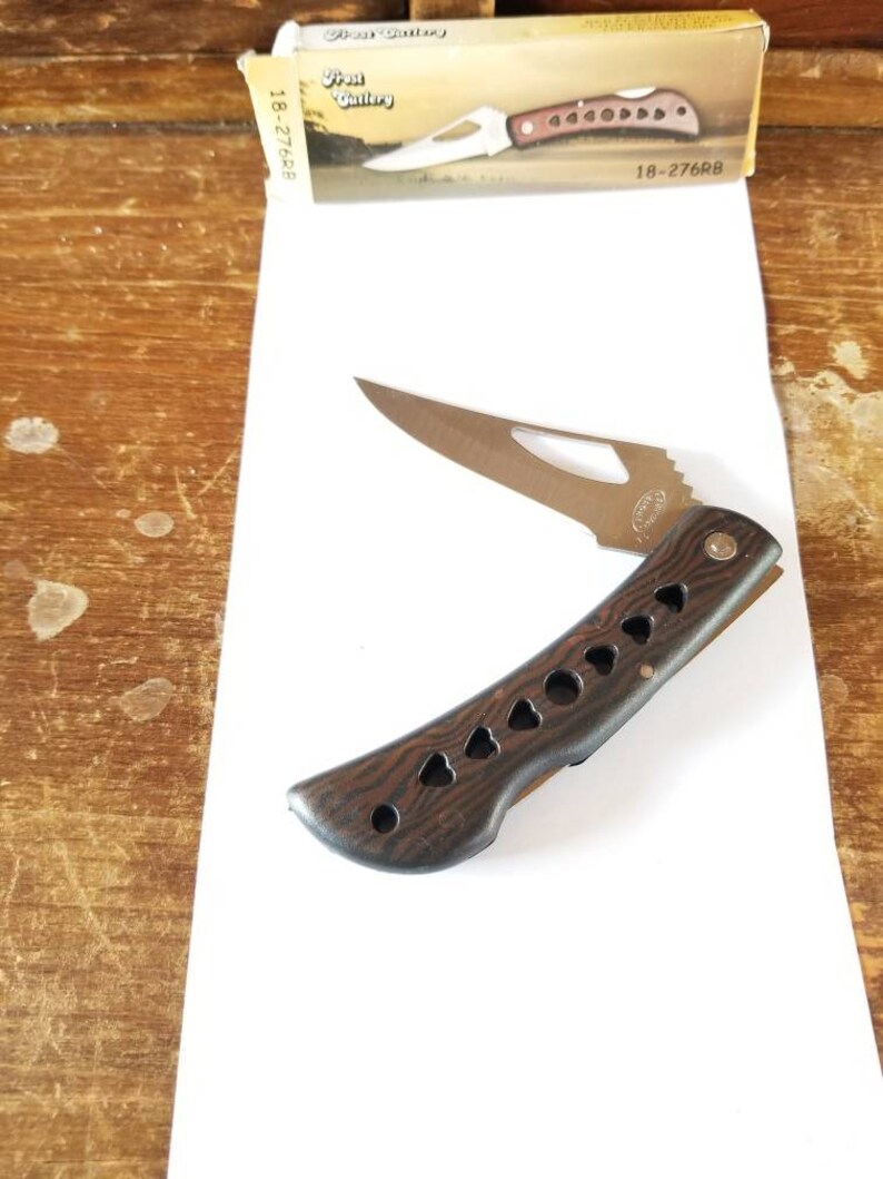 NIB Frost Cutlery Pocket Knife Wood Handle Stainless Steel Etsy