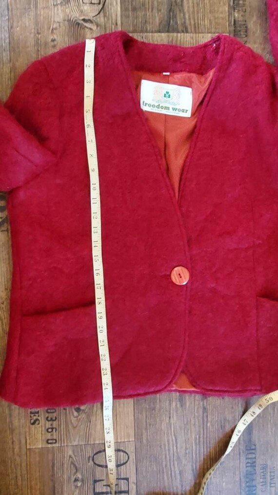 Vintage, Freedom Wear, red, maroon, wool, coat, b… - image 6