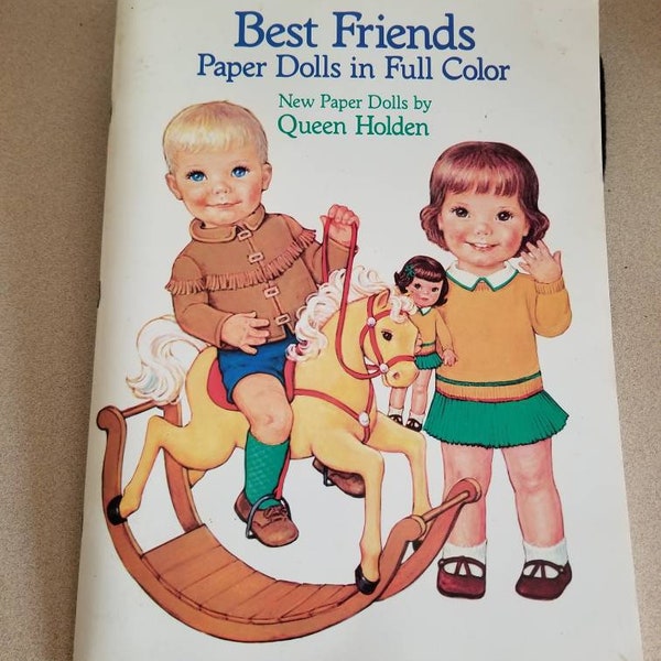 Paper dolls, best friends, full color, 1985, Queen Holden, Kate, Charles, ephemera.