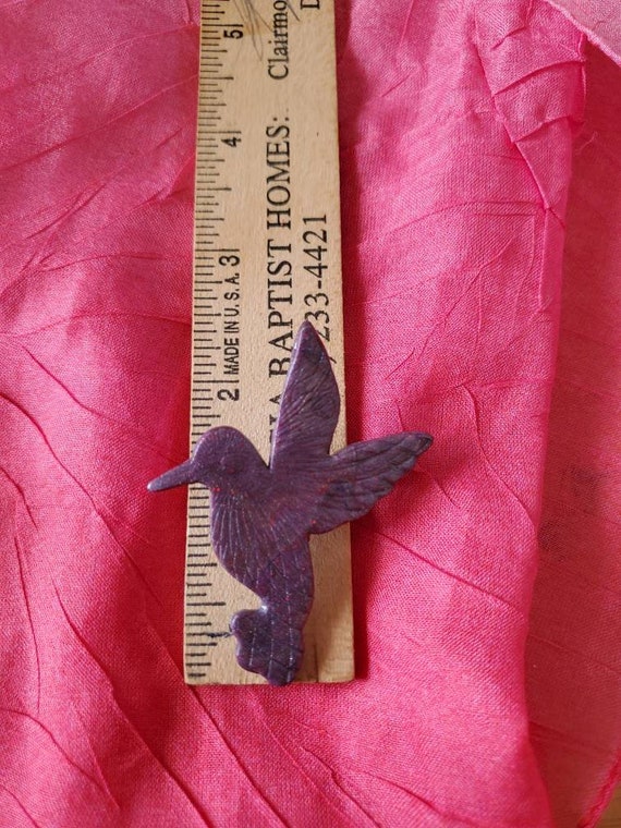 Polymer, clay, hummingbird, pin, brooch, purple, … - image 6