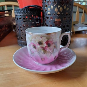 Pink, rose, teacup, and saucer, 70s, vintage, retro, tea party,