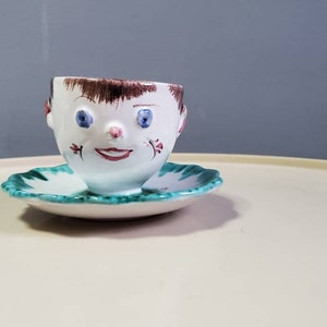 Face cup and saucer , 1 piece, tea, coffee, decor, collectible, gift