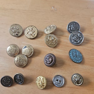 Military buttons, lot of 16, collectible,  sewing,  vintage,  old, Military