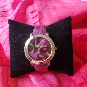 Studio Time, Quartz, purple, rhinestone, wristwatch, ladies, women's, gift, goldtone,