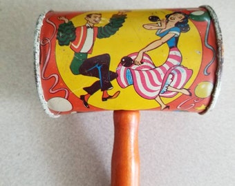 Noise maker, 60s, vintage, US metal toy mfg co, party, toy