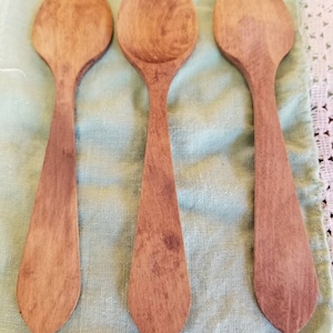 Set of 3, vintage, condiment spoons, wood, 60s